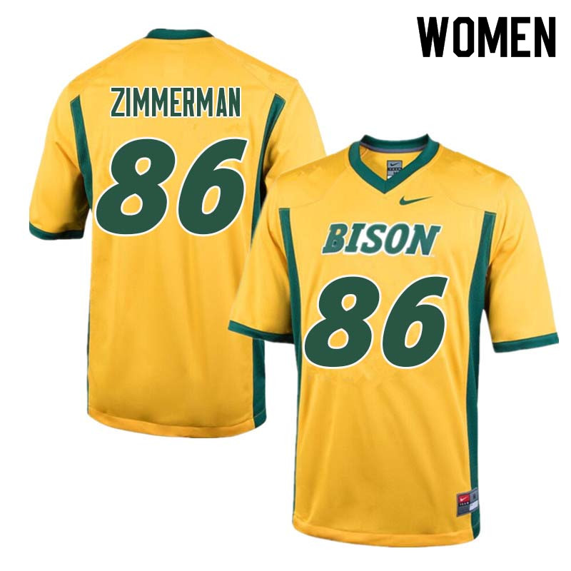 Women #86 Jonah Zimmerman North Dakota State Bison College Football Jerseys Sale-Yellow